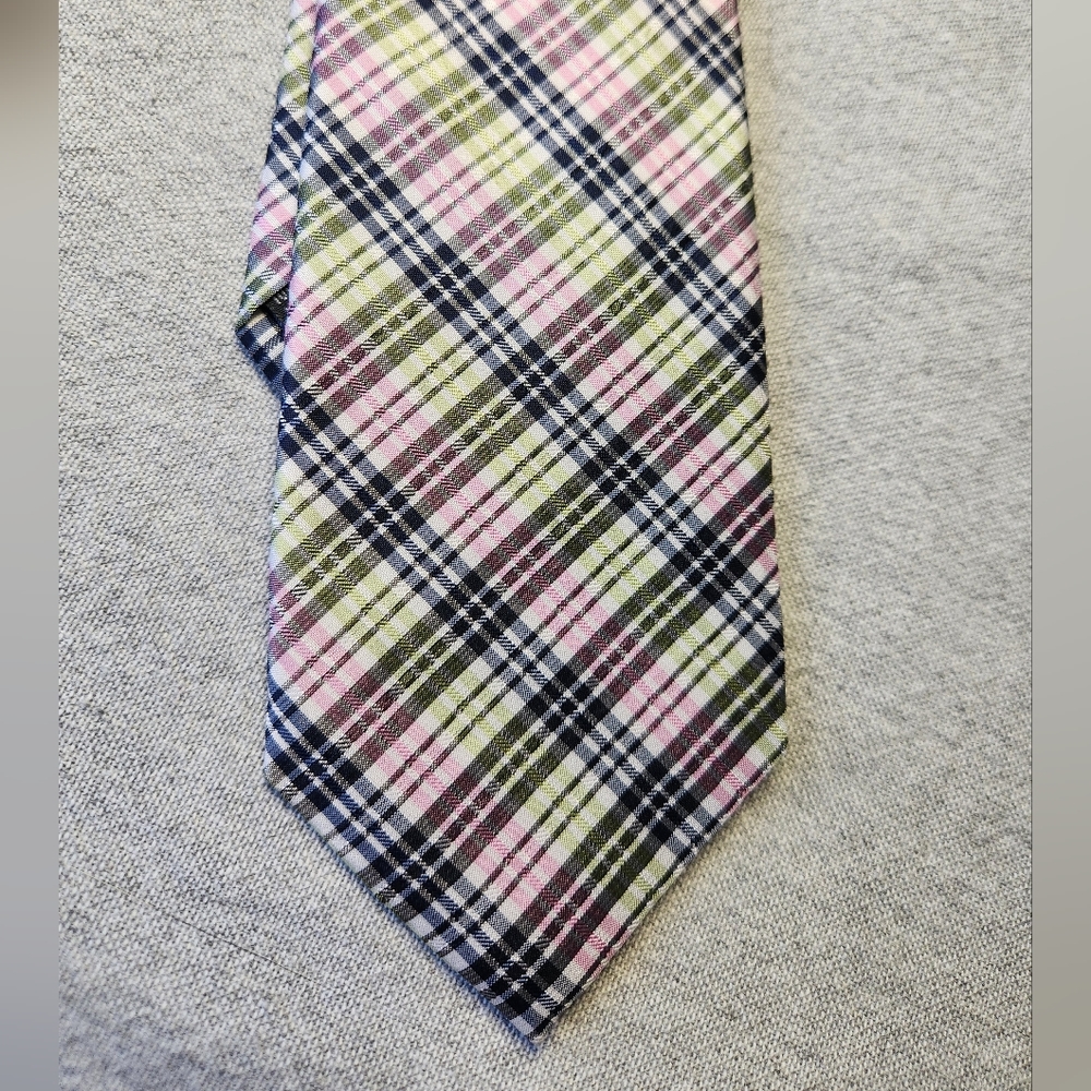 Original Penguin Tie Skinny Necktie Pink Green Plaid Easter